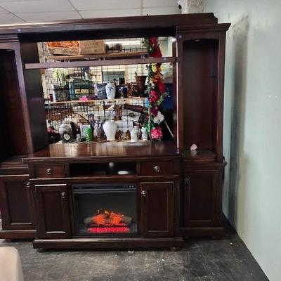 Ashley Furniture TV console with electric fireplace