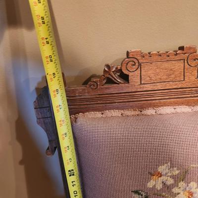 Antique Victorian EASTLAKE Walnut & Needlepoint Carved Fire Place Side Chair