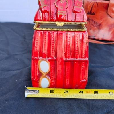 Two Ceramic Purse Jar and Leather Purse lot