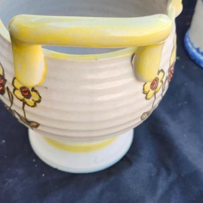 Large Vintage Ceramic pitcher and Wall Crock/Hanging Salt Crock/Decor