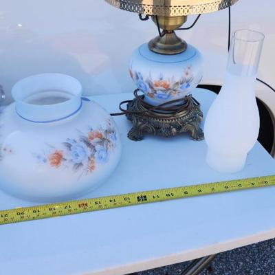 Vintage hand-painted hurricaine lamp.