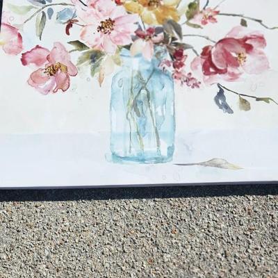 Watercolor Floral Vase Canvas Art Print 40 by and 24 by 12 floral printing