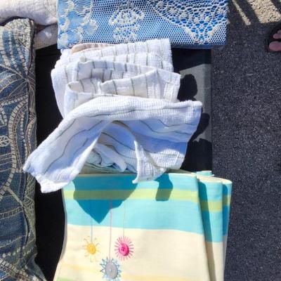 Basket, pillow and linens