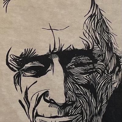 Artist Signed Bertrand Russell (1872-1970) Lithograph Face Portrait A British Philosopher