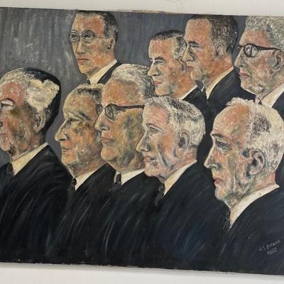 Signed Oil Painting Nine Supreme Court Judges 1963
