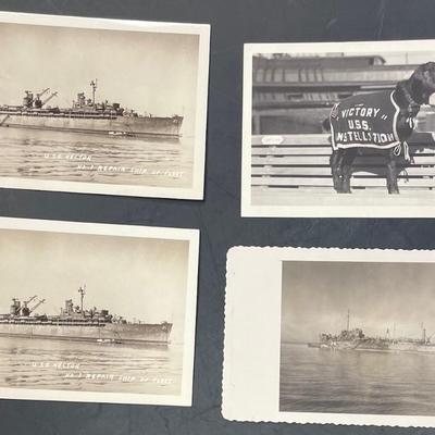 Four WWII Navy Photo Postcards