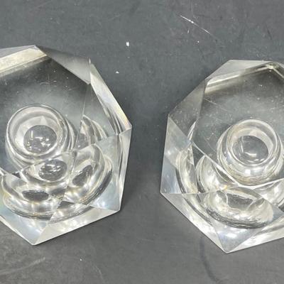 Twin Crystal Glass Candle Holder