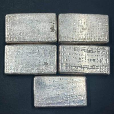 5 ten oz 999 Silver Bars