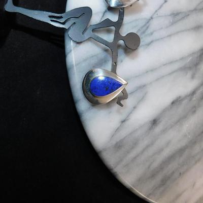 925 Sterling Teardrop Earrings w/ Lapis Lazuli 7.4g