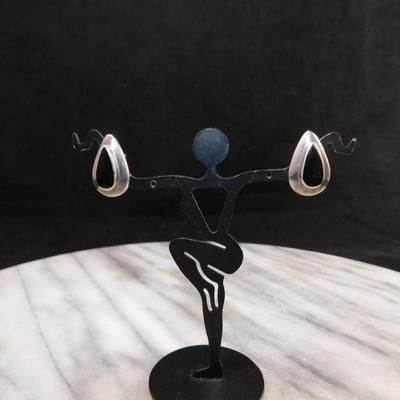 925 Sterling Onyx Teardrop Earrings 4.6g