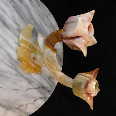 Vintage MCM Onyx Desert Rose Candlestick Mexico 6"