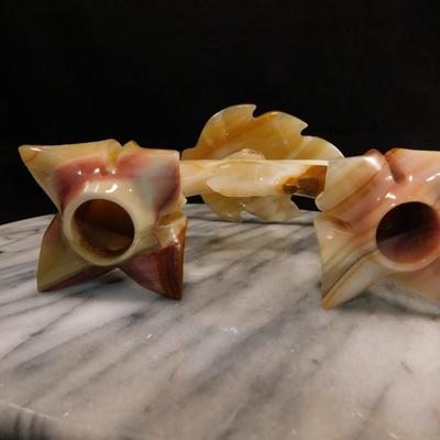 Vintage MCM Onyx Desert Rose Candlestick Mexico 6"