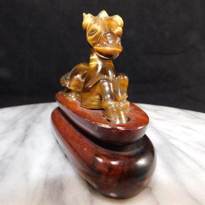 Stunning Carved Tigers Eye Horse on Pedestal 4.75"x3.25"