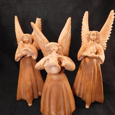 Vintage Terra Cotta Angel Taper Holders 11.5"