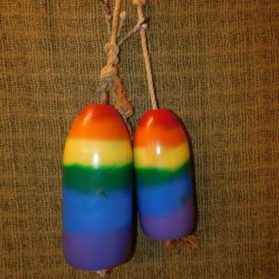 Vintage Foam Rainbow Lobster Trap Floats 11"/13"