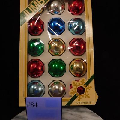 Box of 15 Vintage Pyramid Jumbo Christmas Ornaments Original Box
