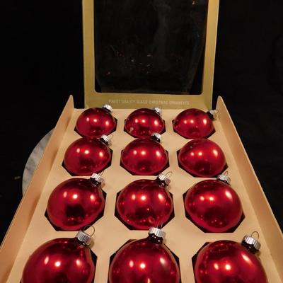 Vintage Shiny Brite 2" Red Ball Ornaments Pack of 12
