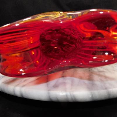 Murano Millefiori Pulled Feather 11" Double Handle Vase