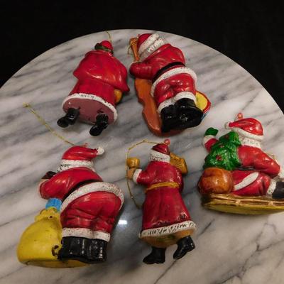 Lot of 10 Vintage Old World Santa Plastic Christmas Ornaments