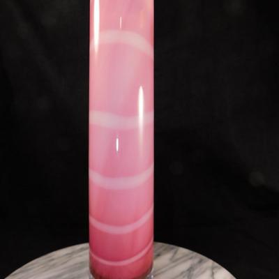 Engraved Kosta Boda Pink Swirl Vase By Anna Ehrner 15.5" Numbered