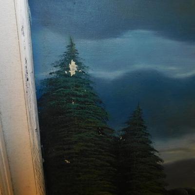 Original Acrylic on Canvas Ocean-Scape in Barnwood Frame