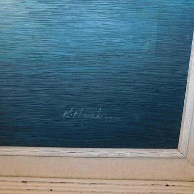 Original Acrylic on Canvas Ocean-Scape in Barnwood Frame
