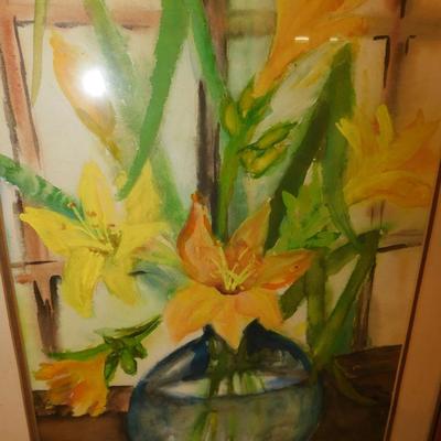Framed & Matted P. Fisher Still Life Flowers Print 26.75”x21”