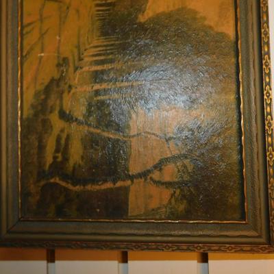 Vintage Moody Avenue Lithograph in Vintage Frame AS IS