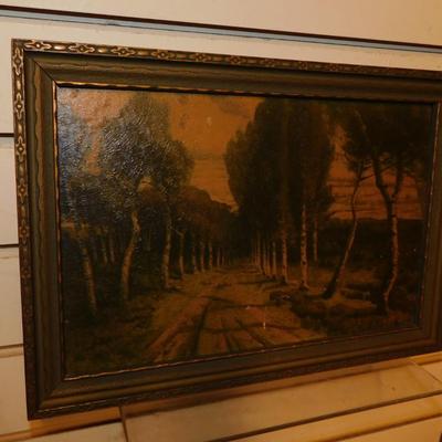 Vintage Moody Avenue Lithograph in Vintage Frame AS IS
