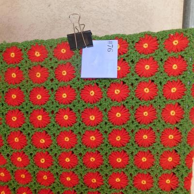 Beautiful Vintage Green and Red Floral Throw Blanket