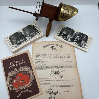 Antique Stereoscope Viewer with Cards