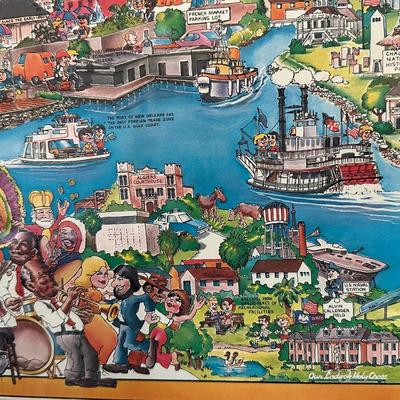 Vintage 1980’s New Orleans Framed Map Poster
