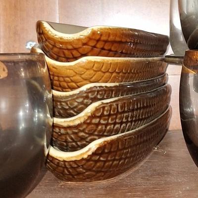5 Brown/ Tan corn cob holders