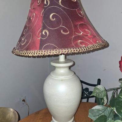 Lamp w/ red embroidered shade