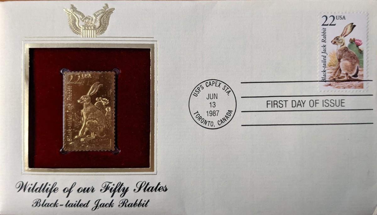 Wildlife of Our Fifty States Black Tailed Jack Rabbit Gold Stamp ...