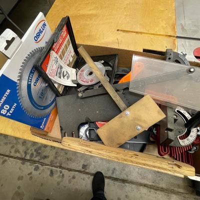 Jet JTAS-10XL Left Tilting Arbor Saw, XACTA-Fence II, work table, and accessories