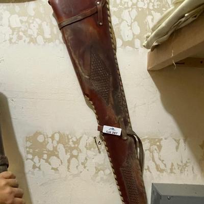 Vintage red leather Rifle Scabbard Case - no contents