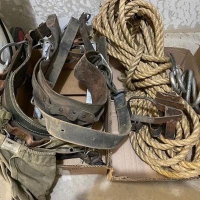 2 Branding Irons & 2 Boxes of Tree Climbing Equipments