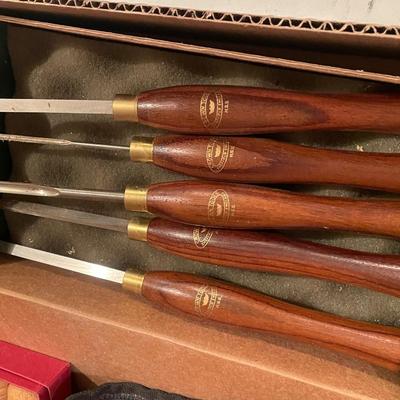 Box of wood turning lathe tools