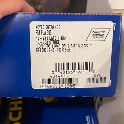 4 boxes of Schlage Door Handles/Locks - 2 look new in Blue Boxes