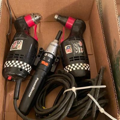 2 Corded Sioux Electric Drills + 1 Black & Decker Powerdriver screwdriver