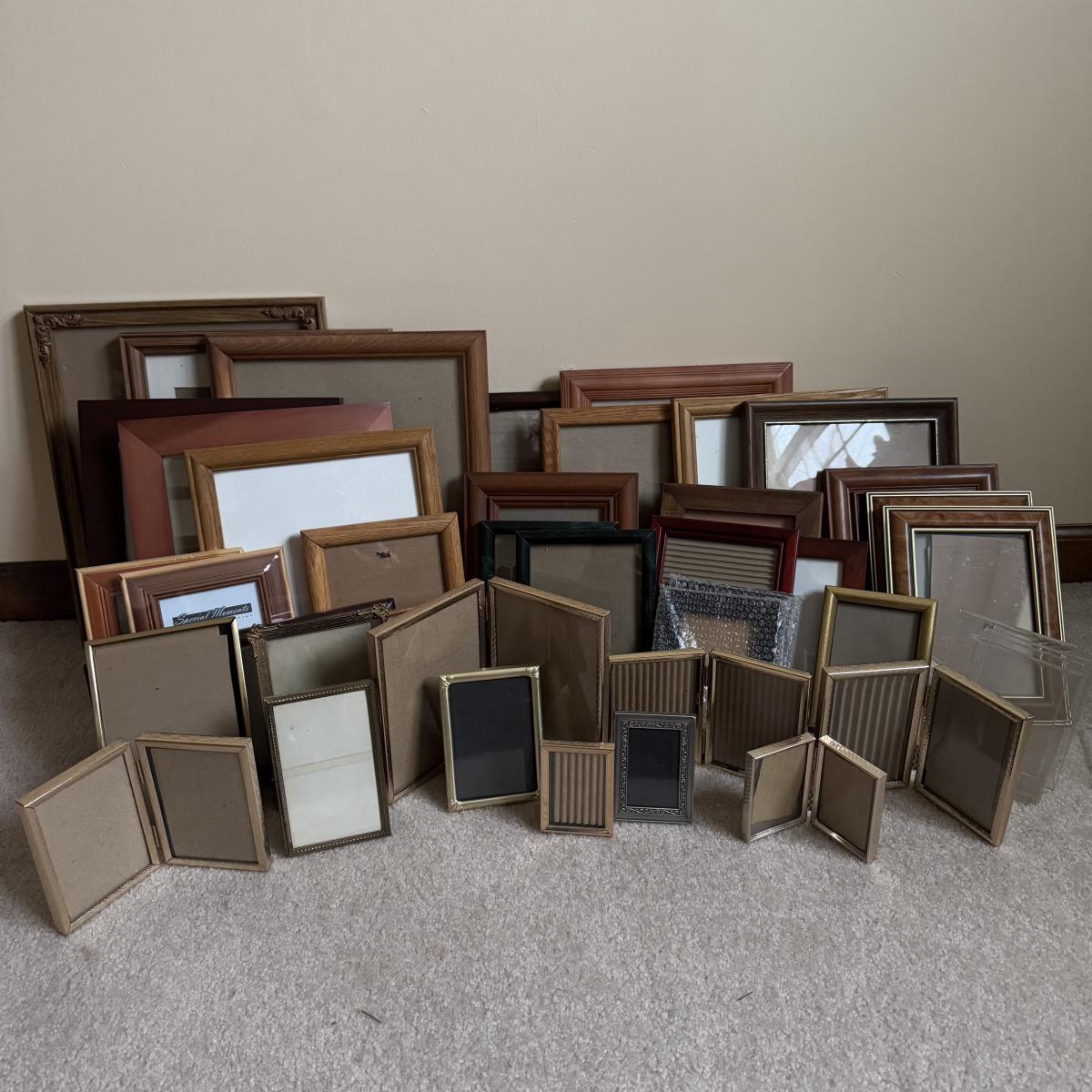 LOT 20B: Large Collection of Photo Frames - Wood, Metal, Folding & More ...