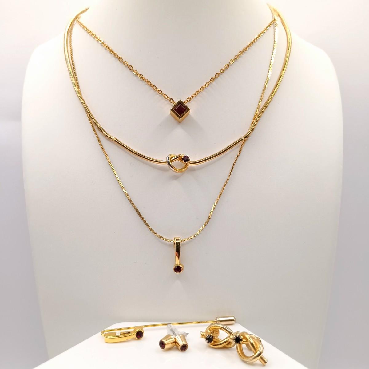 LOT 246: Collection of Faux Garnet and Gold-Tone Fashion Jewelry ...