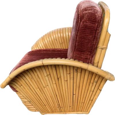 Vintage Paul Frankl Restored Rattan Fan Arm Lounge Chair Mid Century Modern