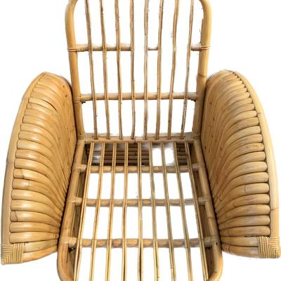 Vintage Paul Frankl Restored Rattan Fan Arm Lounge Chair Mid Century Modern