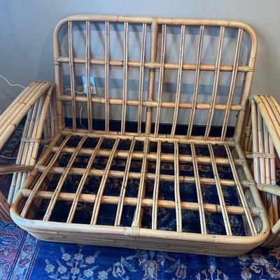 RARE Paul Frankl 1934 Restored Museum Quality Four-Strand Square Pretzel Settee Rattan