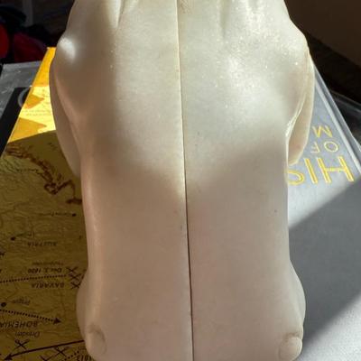 Hollywood Regency Italian Marble Ram Head Bookends