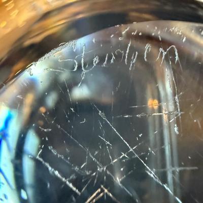 Steuben Crystal Glass Paperweight Saturn Planet James Noll RARE UNIQUE Signed