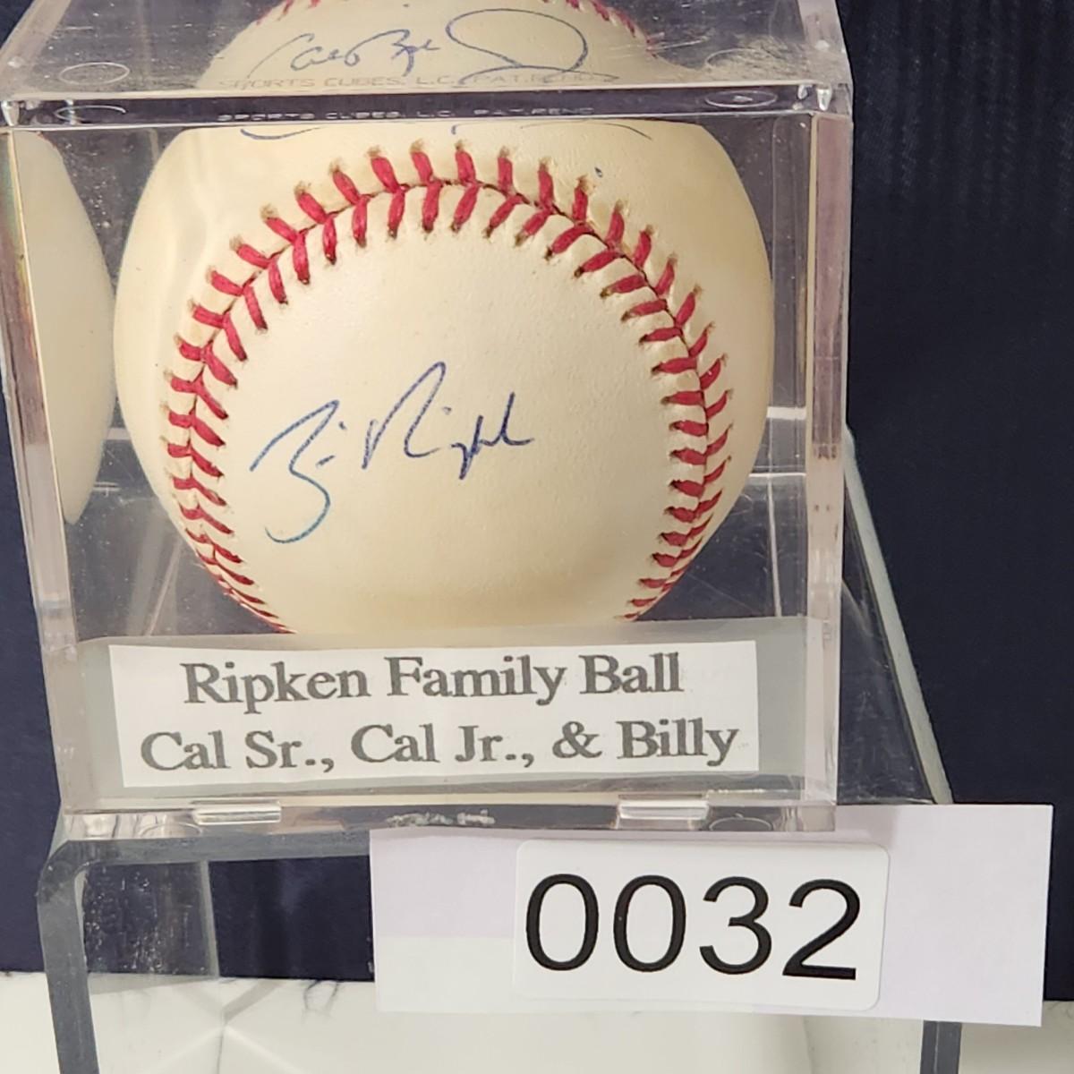 Baltimore Orioles Ripken Family Signed Baseball In Collectors Case Cal ...
