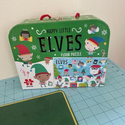 Chalk board and puzzle